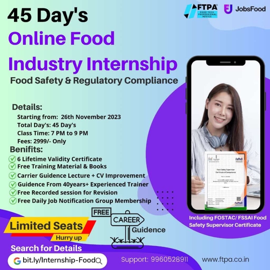 Food Industry Internship Online